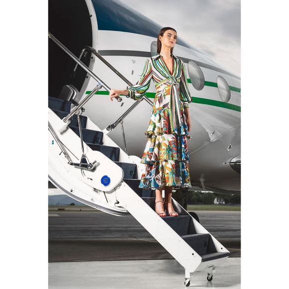 Badgley Mischka Dresses & Skirts - Badgley Mischka Mixed Print Tiered Shirtdress